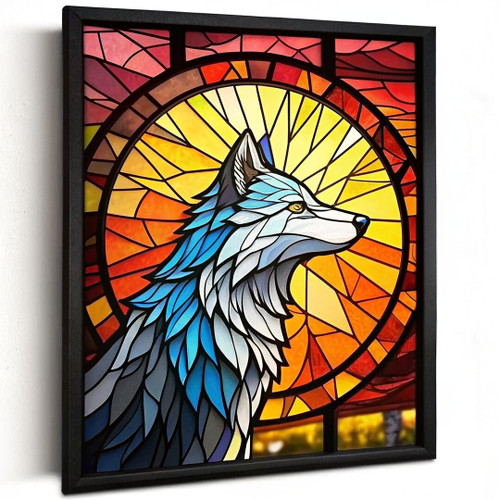 Stained Glass Wolf Wall Art Print Artwork For Lounge Boho Art Wolf Artwork (2) P