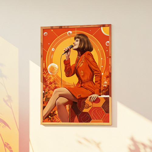 1970s style woman at a party art print - 70s style aesthetic 70s fashion art 197