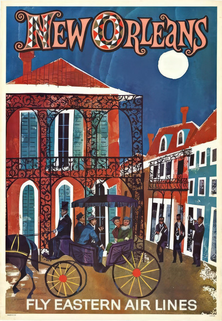 Eastern Air Lines New Orleans Travel Poster -artofuniverse0