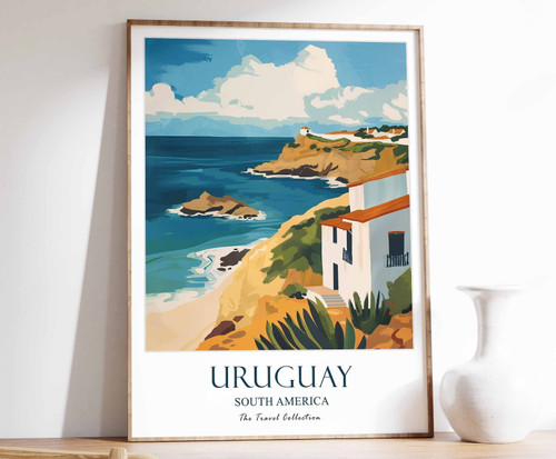 12_Uruguay Travel Poster, Uruguay Print, South America Travel Art, Tropical deco