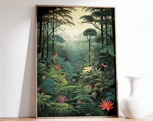 1_Vintage Botanical Print, Tropical Floral Poster, Henri Rousseau Floral Art, Fl