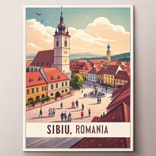 Captivating Sibiu Romania Travel Poster - Historical Landmarks Art Print Poster
