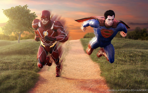 Flash-Superman Poster Canvas Movie Film Print A0 A1 A2 A3 A4 A5 A6 Art Wall Deco