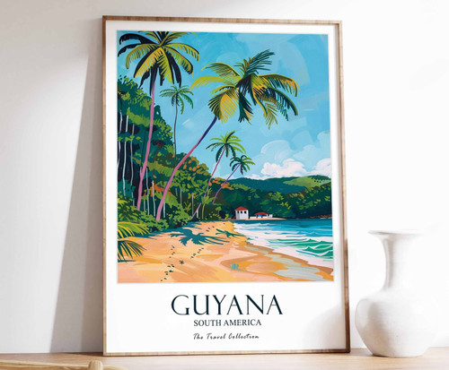 8_Guyana Travel Poster, Guyana Print, South America Travel Art, Floral Poster, S