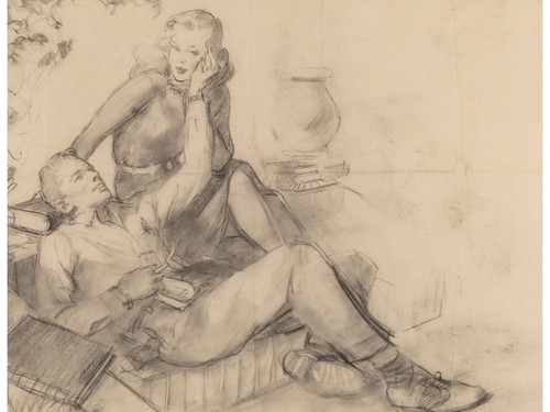 Gil Elvgren - Pinup Girl - A Lad and his Lass Womans Home Poster Canvas Movie Fi