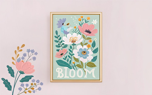 Bloom Mint Green Meadow Floral Botanical Art Print - Unframed A6 A5 A4 A3 A2 A1