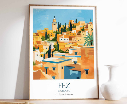 9_Fez Print, Fez Travel Poster, Fez Gift, Middle East Travel Print, Islamic Deco