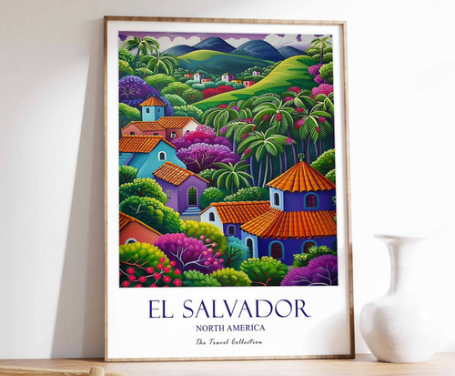 9_El Salvador Print, El Salvador Travel Poster, North America Travel Poster, Car
