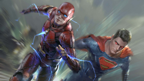 flash-and-superman-sl Poster Canvas Movie Film Print A0 A1 A2 A3 A4 A5 A6 Art Wa
