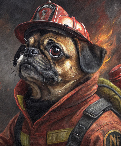 Fireman Pet Portrait Royal Pet PortraitDigital ArtPet Portrait Art DesignRenaiss