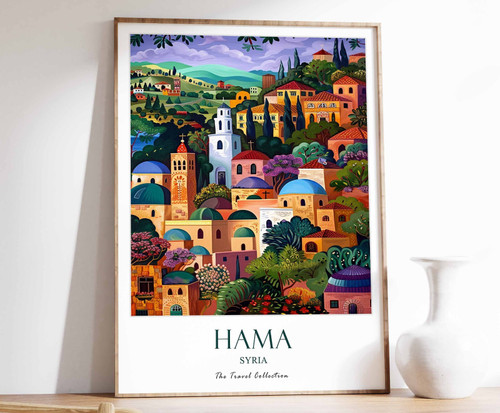 7_Hama Print, Hama Travel Poster, Middle East Travel Print, Islamic Decor, Gift