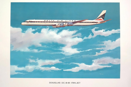 Delta Air Lines Douglas DC-8-61 Fan-Jet Poster 1965-artofuniverse0