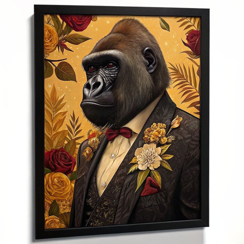 Gorilla In A Suit Wall Art Print Animal Framed Picture Gorilla Artwork Ape Gift