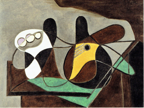 Pablo Picasso - Fruit Bowl and Guitar 11.02.1932 Poster Canvas Movie Film Print