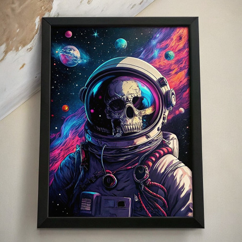 Neon Astronaut Skull Poster Wall Art Prints Living Room Pictures Abstract Art (3