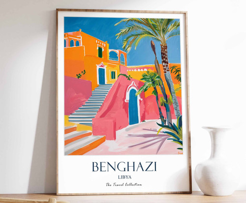 3_Benghazi Print, Benghazi Travel Poster, Middle East Travel Print, Islamic Deco
