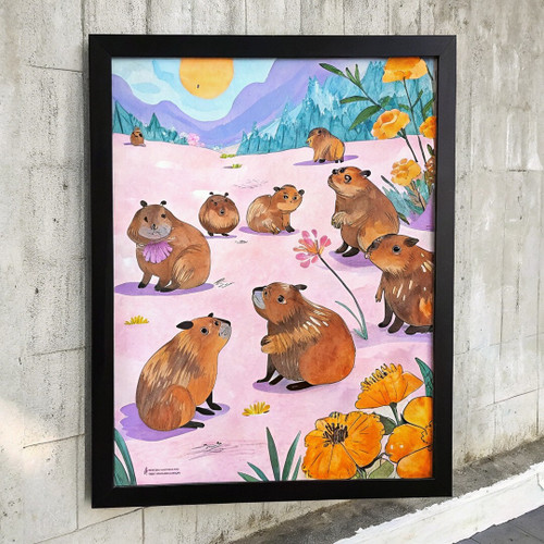 Playful Capybara Wall Art Print Nursery Wall Artwork Picture Art Capybara Print