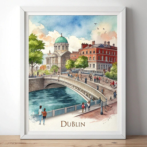 Dublin Ireland Travel Poster - Iconic Landmarks & Vibrant Culture Art Print Post