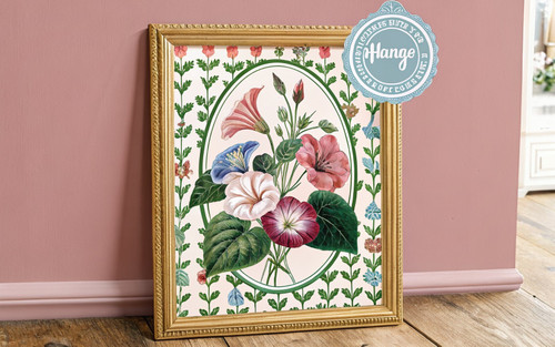 Vintage Archive Perennials on Painted Tile Floral Garden Art Print - Unframed A6