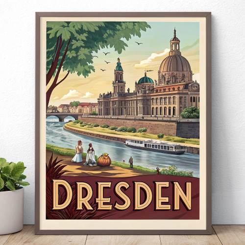 Dresden Germany Travel Poster - Baroque Architecture Art Print Poster Canvas Mov Dresden Germany Travel Poster - Baroque Architecture Art Print Poster Canvas Mov