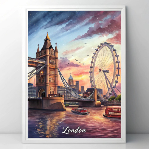 Captivating London Cityscape Travel Poster - Iconic Landmarks & Culture Art Prin