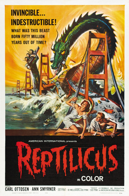 Reptilicus 01 Poster Canvas Movie Film Print A0 A1 A2 A3 A4 A5 A6 Art Wall Decor