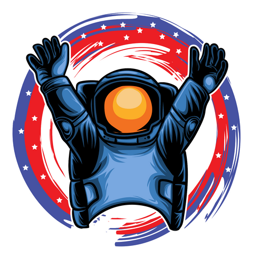 208. Happy USA Astronaut Sticker Fun Gift Poster Canvas Print A0 A1 A2 A3 A4 A5