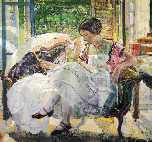 Miller,RichardE_LadyReading_c1919_te Poster Canvas Movie Film Print A0 A1 A2 A3