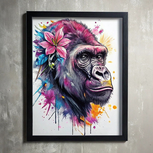 Colourful Gorilla Animal Wall Art Print Poster Art Print Gorilla Picture Home (2