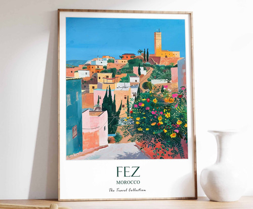 2_Fez Print, Fez Travel Poster, Fez Gift, Middle East Travel Print, Islamic Deco