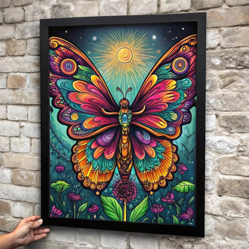Butterfly Wall Art Colourful Picture Nature Decor For The Bedroom Rainbow Art (1