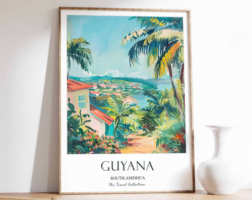 7_Guyana Travel Poster, Guyana Print, South America Travel Art, Floral Poster, S