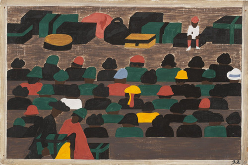 Jacob Lawrence - The railroad stations in the South were crowded with people lea