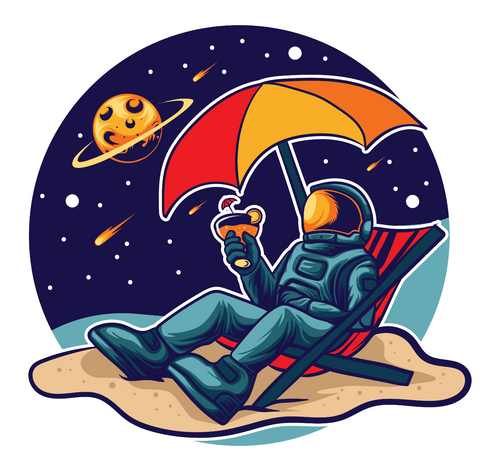 212. Astronaut holiday sticker Fun Gift Poster Canvas Print A0 A1 A2 A3 A4 A5 A6