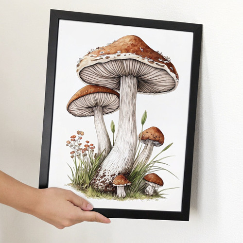 Minimalist Mushroom Wall Art Fungi Poster Artwork For Kitchen Botanical Print (2