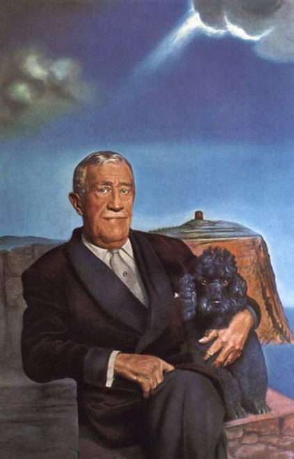 Dali_Salvador_Portrait_of_Chester_Dale_and_His_Dog_Coco_1958 Poster Canvas Print