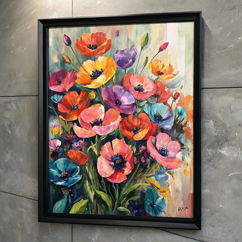 Abstract Vibrant Floral Flowers Wall Art Print Poster Flower Picture Home Print