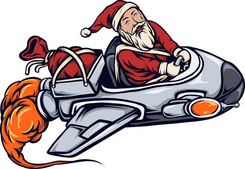 195. Santa on Plane Fun Gift Poster Canvas Print A0 A1 A2 A3 A4 A5 A6 Art Wall D
