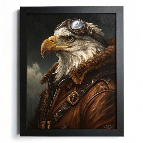 American Eagle Portrait Vintage Wall Art Fighter Jet Pilot Poster Maverick Print
