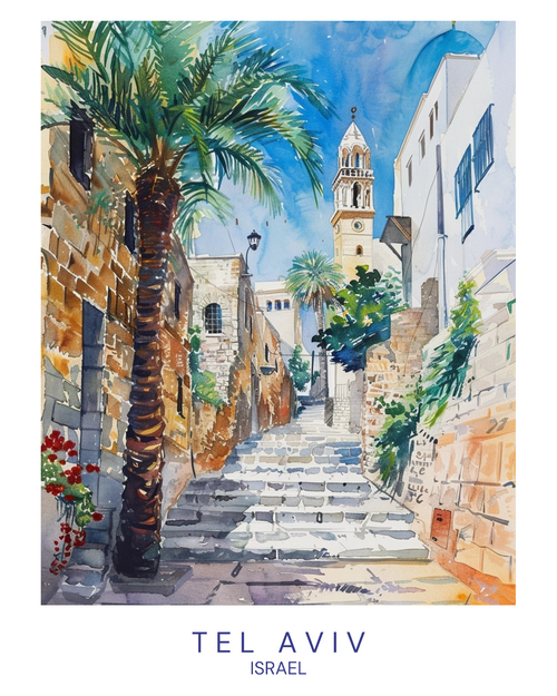Tel Aviv Israel (2) Poster Canvas Travel Holiday Trip Print Turism A0 A1 A2 A3 A