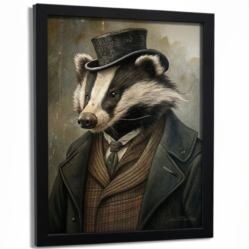 Peaky Blinders Badger Art Quirky Animal Wall Print Badger Poster Art Painting (1