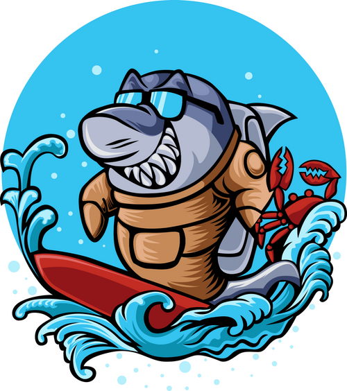 150. Surf Shark Fun Gift Poster Canvas Print A0 A1 A2 A3 A4 A5 A6 Art Wall Decor