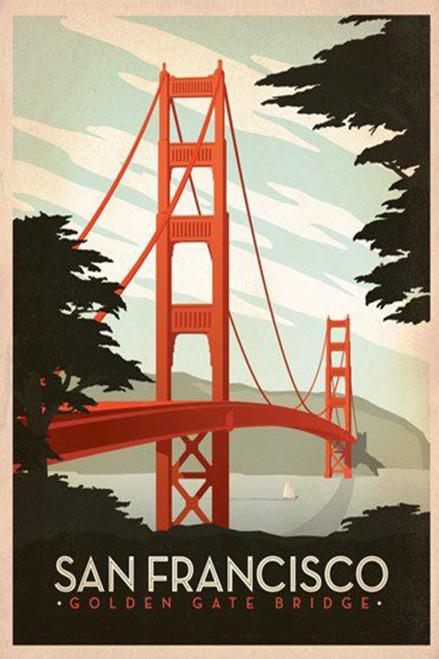 Sanfrancisco Retro Classic Travel Poster (2) Poster Canvas Travel Holiday Trip P