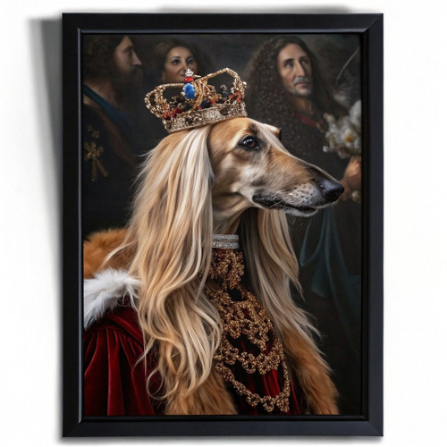 Royal Afghan Hound Portrait Elegant Dog Art Print Afghan Hound As King Wall Art