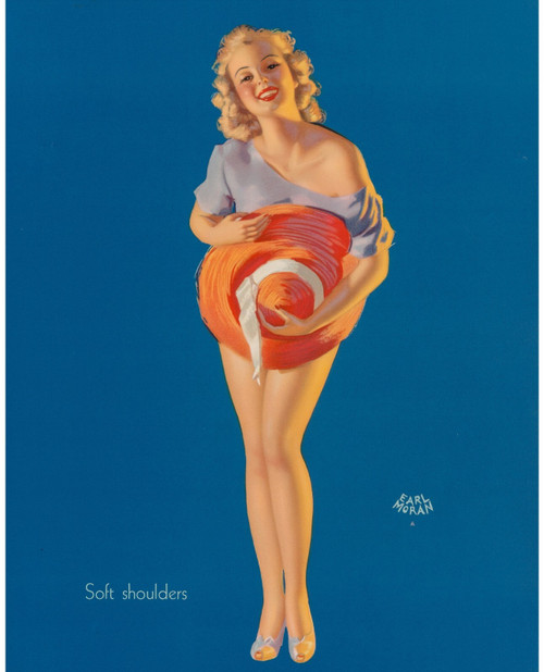 Earl Moran - soft shoulders Pinup Girl Poster Canvas Movie Film Print A0 A1 A2 A