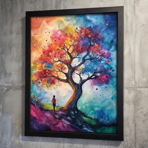 Colourful Tree of Life Wall Art Prints for Bathroom Home Art Pictures Abstract (
