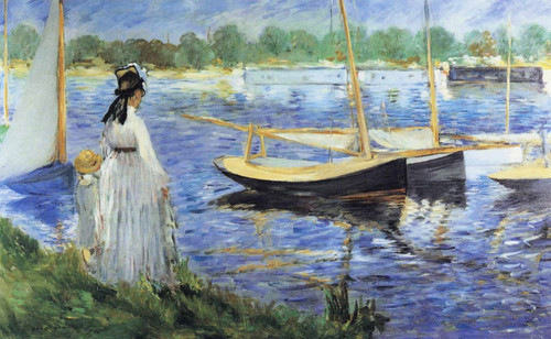 Edouard Manet - The Seine at Argenteuil - 1874 Poster Canvas Movie Film Print