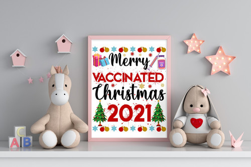 MERRY VACCINATED CHRISTMAS 2021 3rd Sarcastic Poster Canvas Print A0 A1 A2 A3 A4