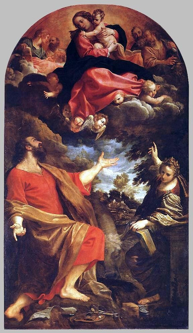 CARRACCI_The_Virgin_Appears_to_St_Luke_and_Catherine_WGA Poster Canvas Movie Fil