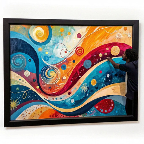 Abstract Art Print Contemporary Artwork For The Lounge Blue, Orange, Yelow Art (